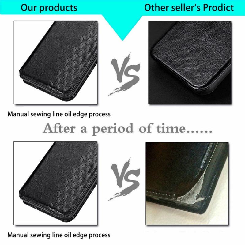 Flip Cover Poco M4 Pro 5G Effet Cuir Texture Diamant
