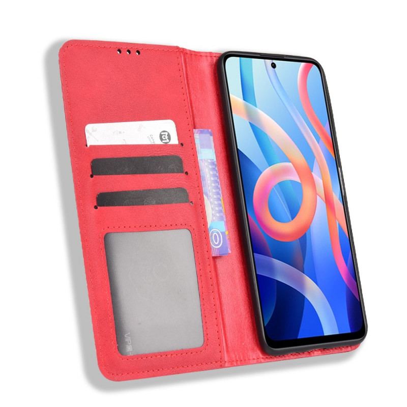 Flip Cover Poco M4 Pro 5G Effet Cuir Vintage Stylisé
