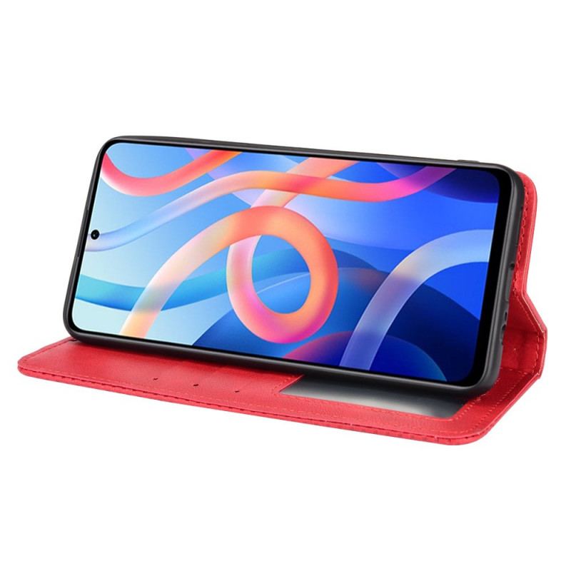 Flip Cover Poco M4 Pro 5G Effet Cuir Vintage Stylisé
