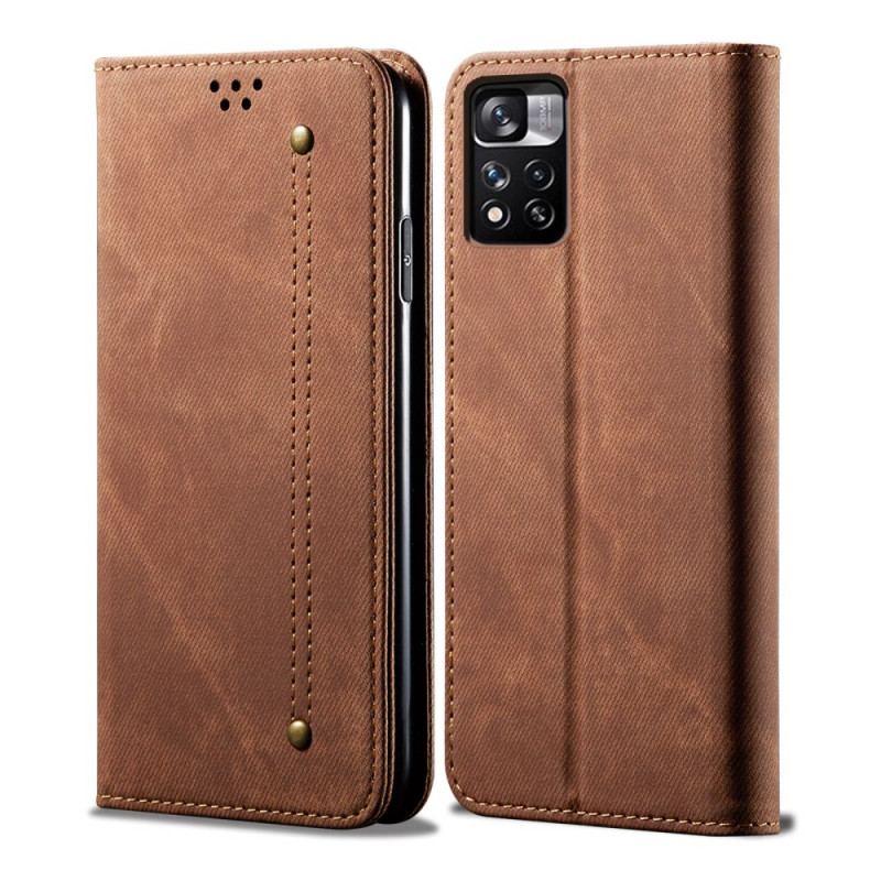 Flip Cover Poco M4 Pro 5G Tissu Jeans