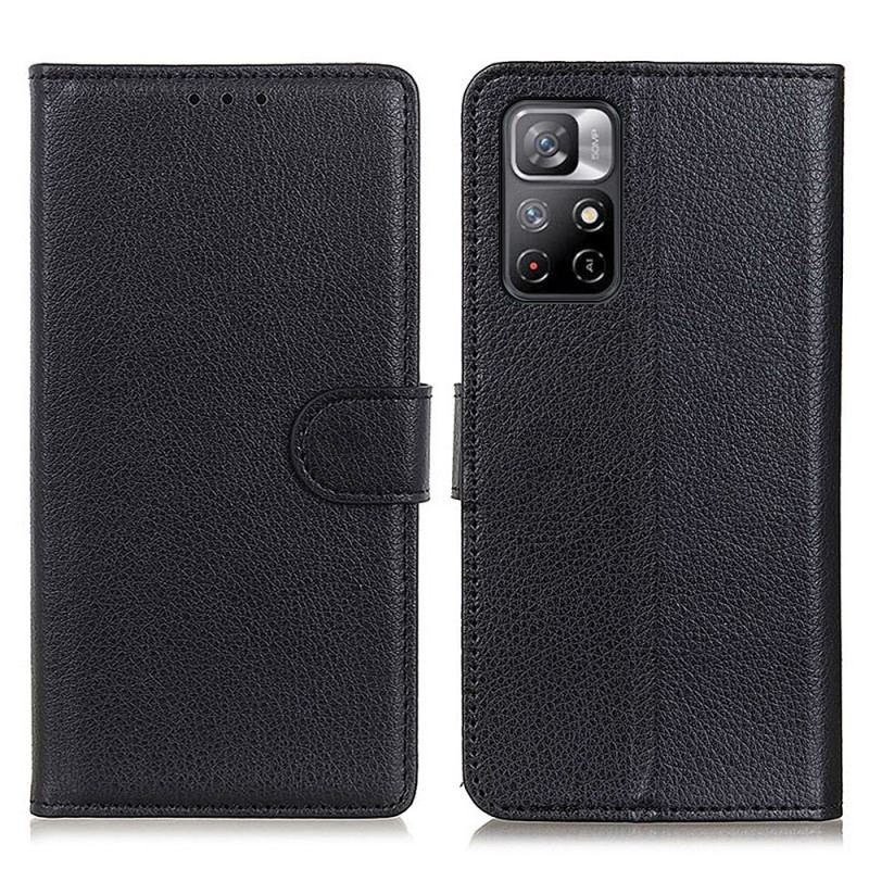 Housse Poco M4 Pro 5G Effet Cuir Litchi Premium