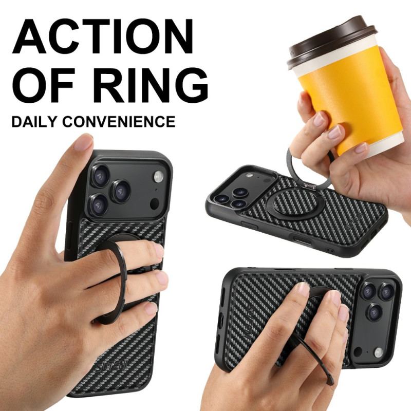 Coque iPhone 17 Pro Magsage Support Rotatif et Fibre de Carbone