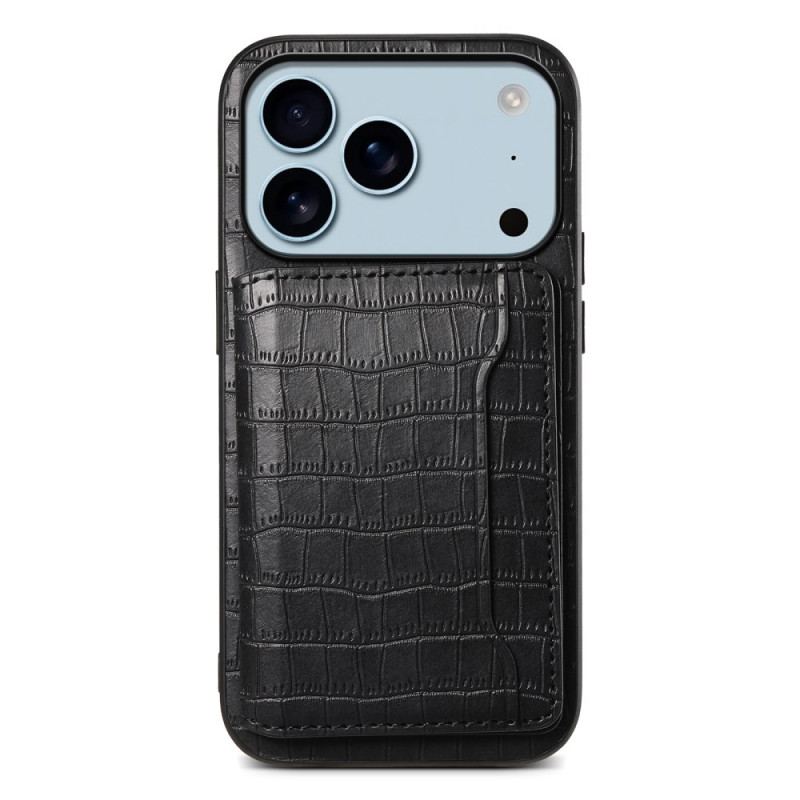 Coque iPhone 17 Pro Porte-Cartes Effet Crocodile