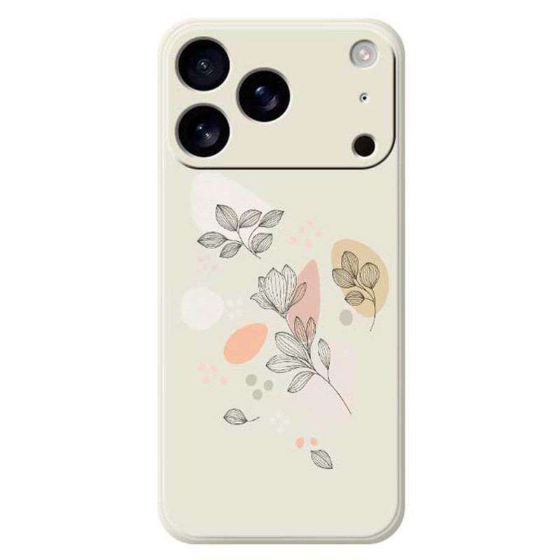 Coque iPhone 17 Pro Silicone Liquide Feuilles Esquissées
