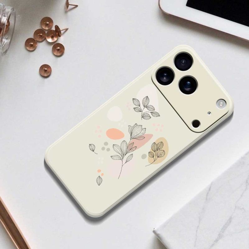 Coque iPhone 17 Pro Silicone Liquide Feuilles Esquissées