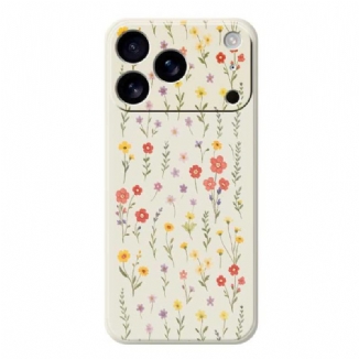 Coque iPhone 17 Pro Silicone Liquide Fleurettes