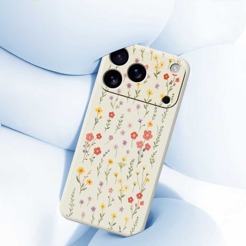 Coque iPhone 17 Pro Silicone Liquide Fleurettes