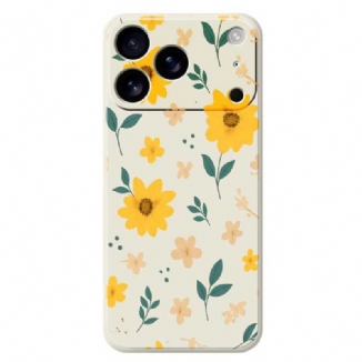Coque iPhone 17 Pro Silicone Liquide Marguerites