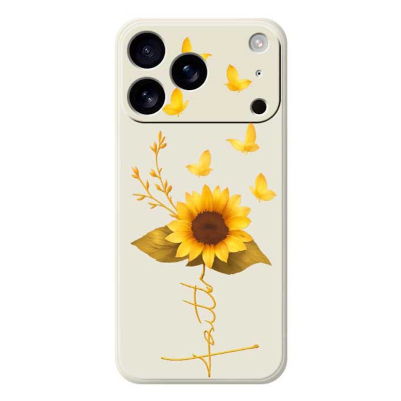 Coque iPhone 17 Pro Silicone Liquide Tournesol et Papillons