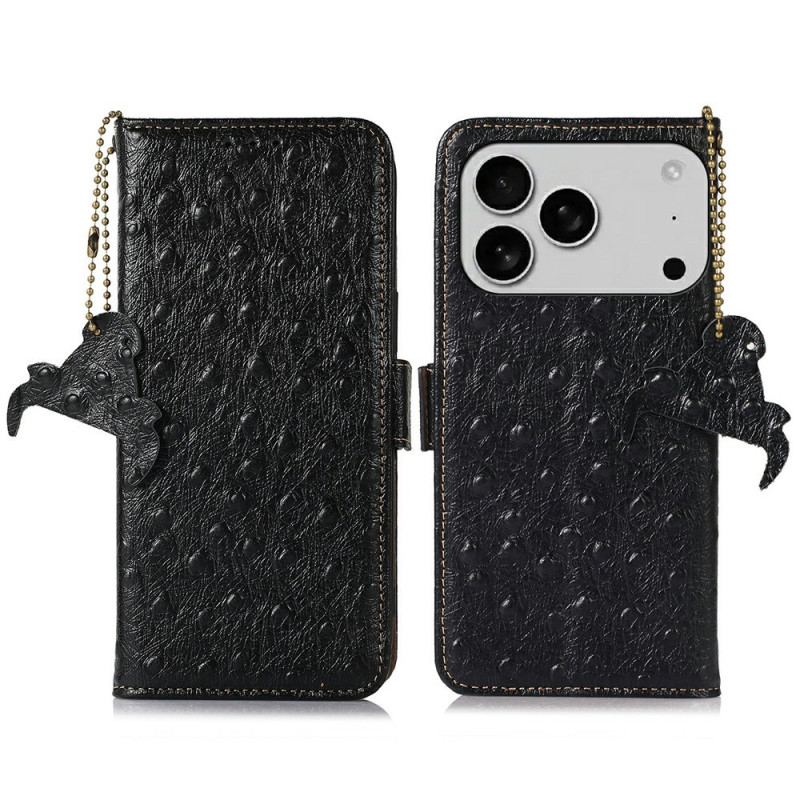 Housse iPhone 17 Pro Cuir Texture Autruche