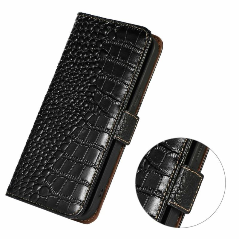 Housse iPhone 17 Pro Cuir Texture Crocodile