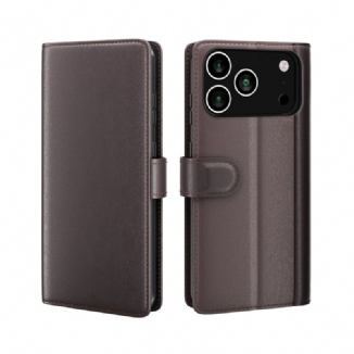 Housse iPhone 17 Pro Portefeuille Cuir Véritable