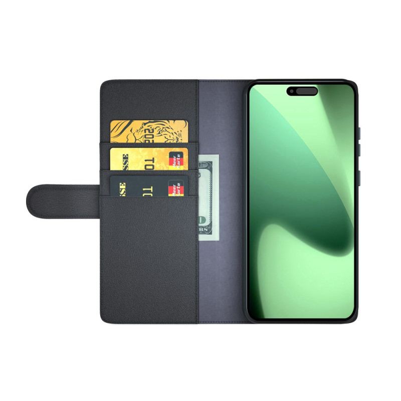 Housse iPhone 17 Pro Portefeuille Cuir Véritable