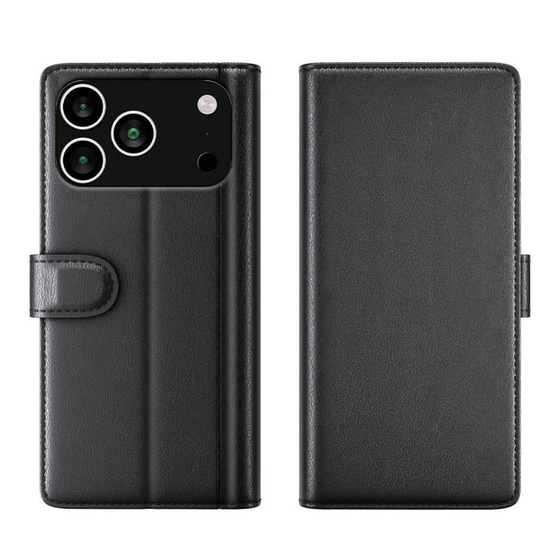 Housse iPhone 17 Pro Portefeuille Cuir Véritable