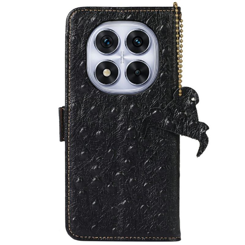 Housse Xiaomi Redmi Note 14 Pro 4G Blocage RFID en Cuir Texture Autruche