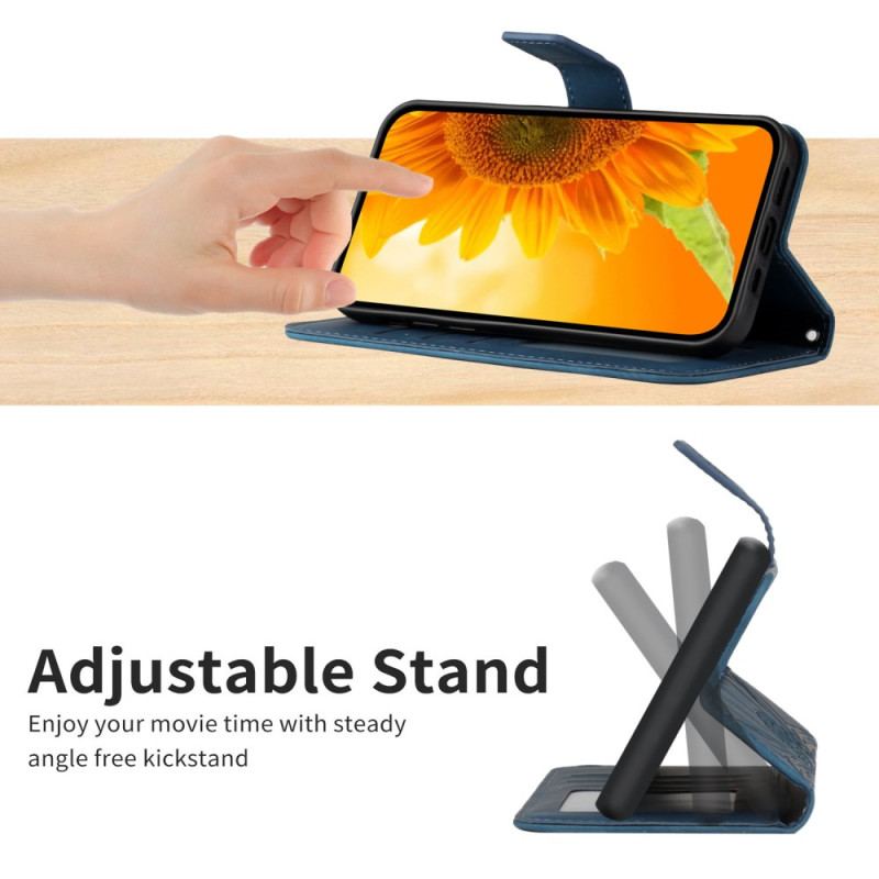 Housse Xiaomi Redmi Note 14 Pro 4G Empreinte Tournesol à Lanière