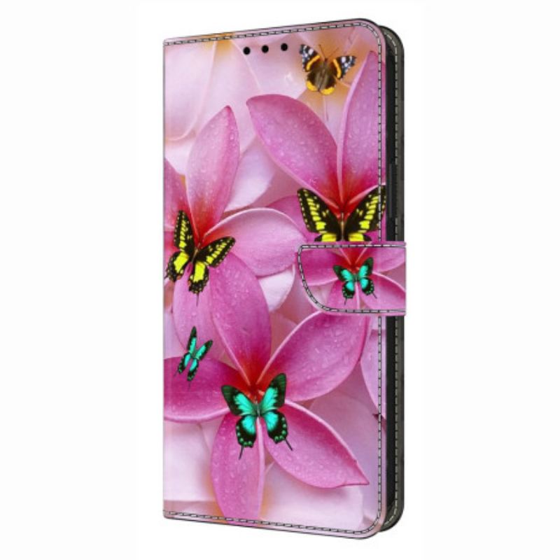 Housse Xiaomi Redmi Note 14 Pro 4G Fleurs Roses et Papillons