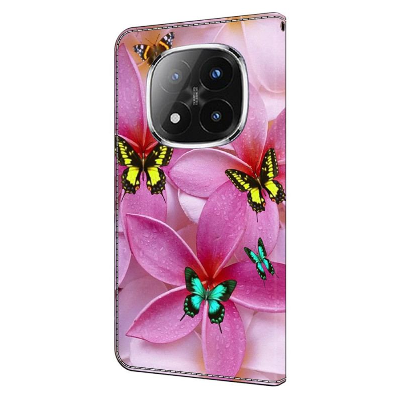 Housse Xiaomi Redmi Note 14 Pro 4G Fleurs Roses et Papillons