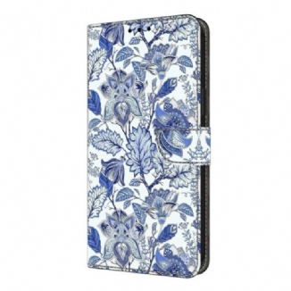 Housse Xiaomi Redmi Note 14 Pro 4G Motif Floral Bleu