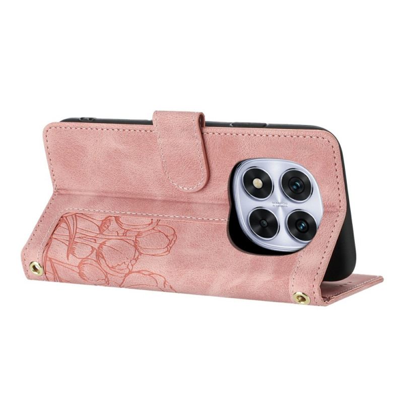 Housse Xiaomi Redmi Note 14 Pro 4G Motif Florale à Lanière