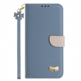 Housse Xiaomi Redmi Note 14 Pro 4G Noeud de Papillon à Lanière