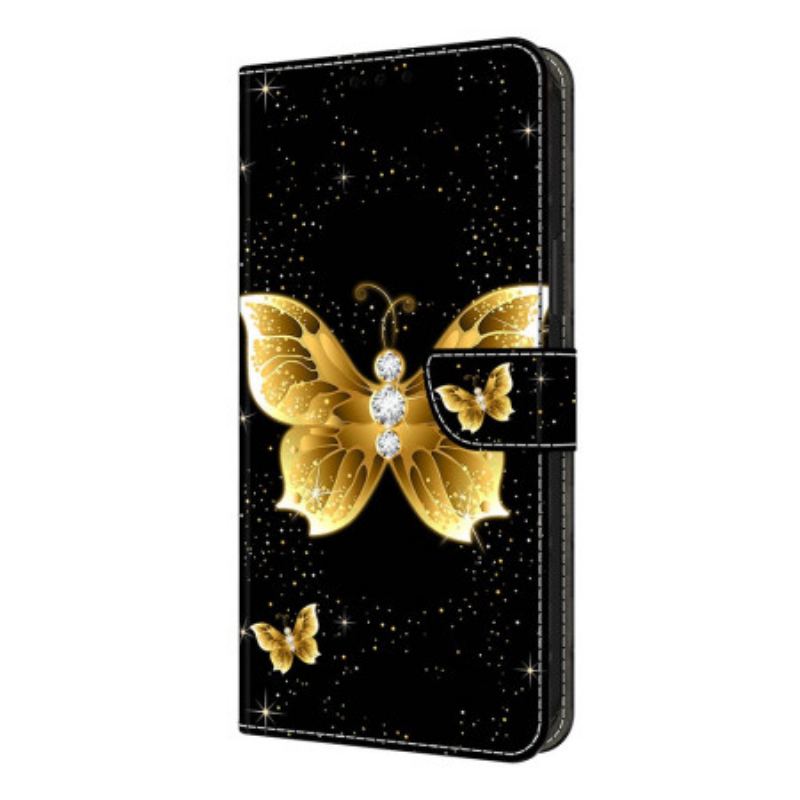 Housse Xiaomi Redmi Note 14 Pro 4G Papillons Dorés