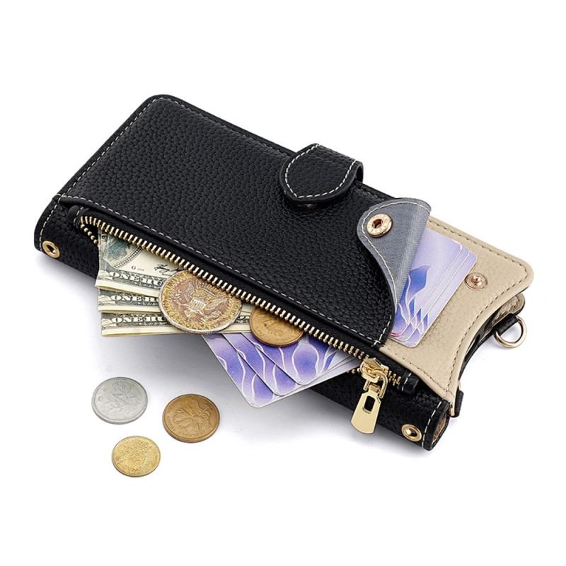 Housse Xiaomi Redmi Note 14 Pro 4G Portefeuille Bicolore avec Chaîne