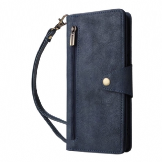 Housse Xiaomi Redmi Note 14 Pro 4G Portefeuille Zippé avec Lanière