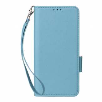 Housse Xiaomi Redmi Note 14 Pro 4G Simili Cuir Litchi à Lanière