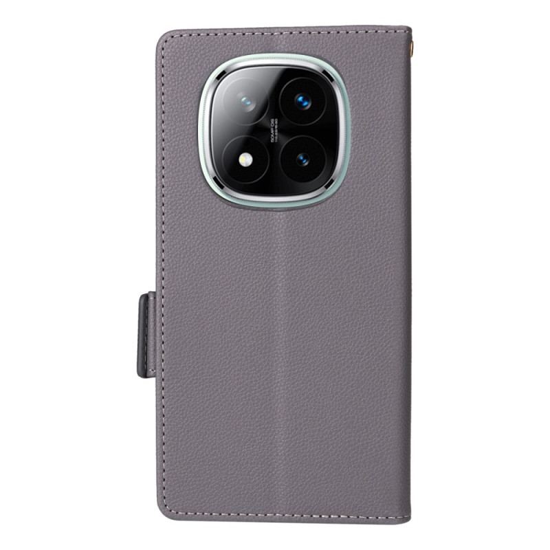 Housse Xiaomi Redmi Note 14 Pro 4G Simili Cuir Litchi à Lanière