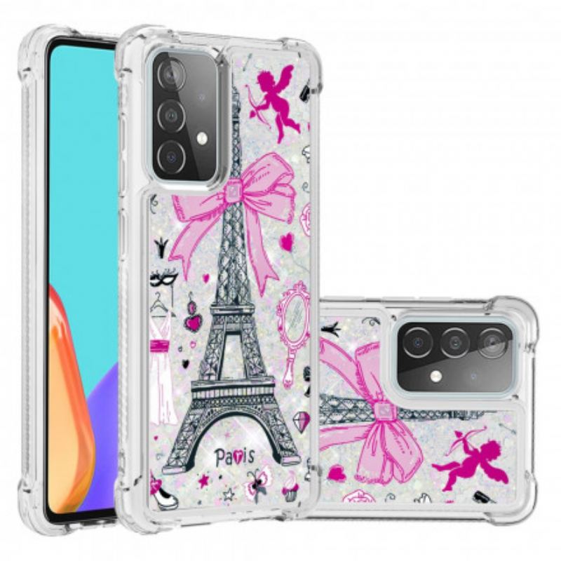 Coque Samsung Galaxy A52 4G / A52 5G / A52s 5G La Tour Eiffel Paillettes