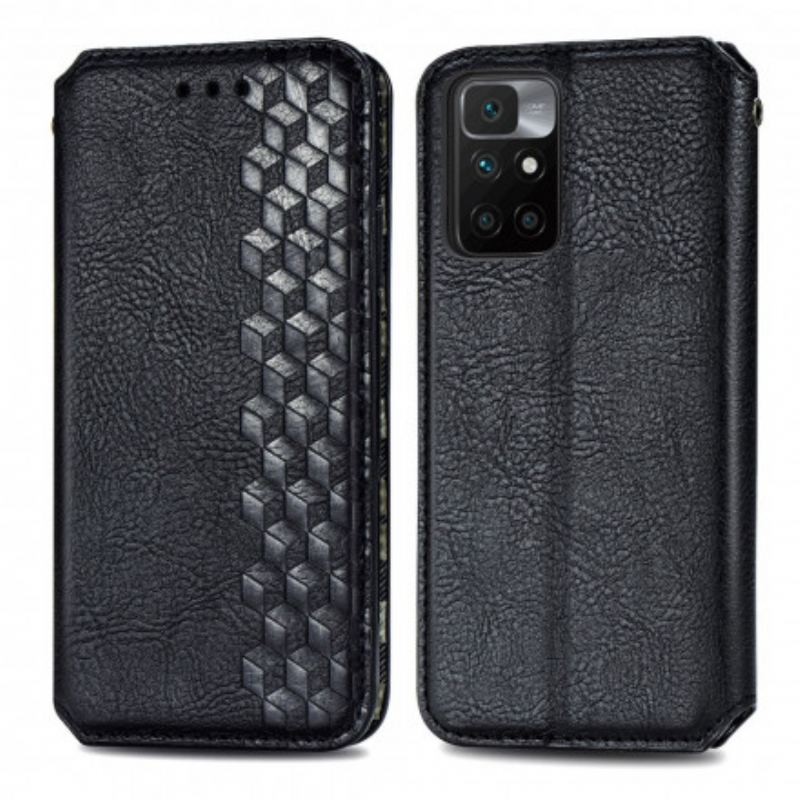 Flip Cover Xiaomi Redmi 10 Effet Cuir Texture Diamant
