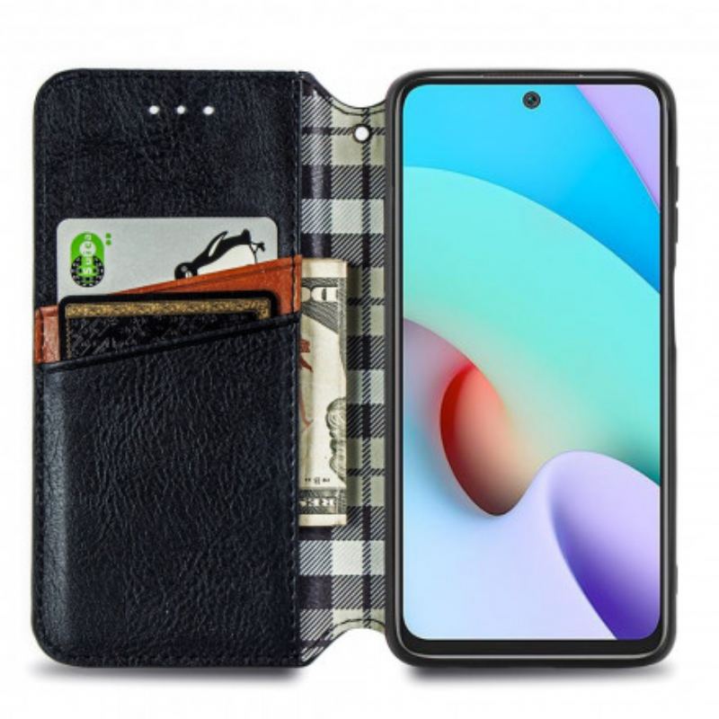 Flip Cover Xiaomi Redmi 10 Effet Cuir Texture Diamant