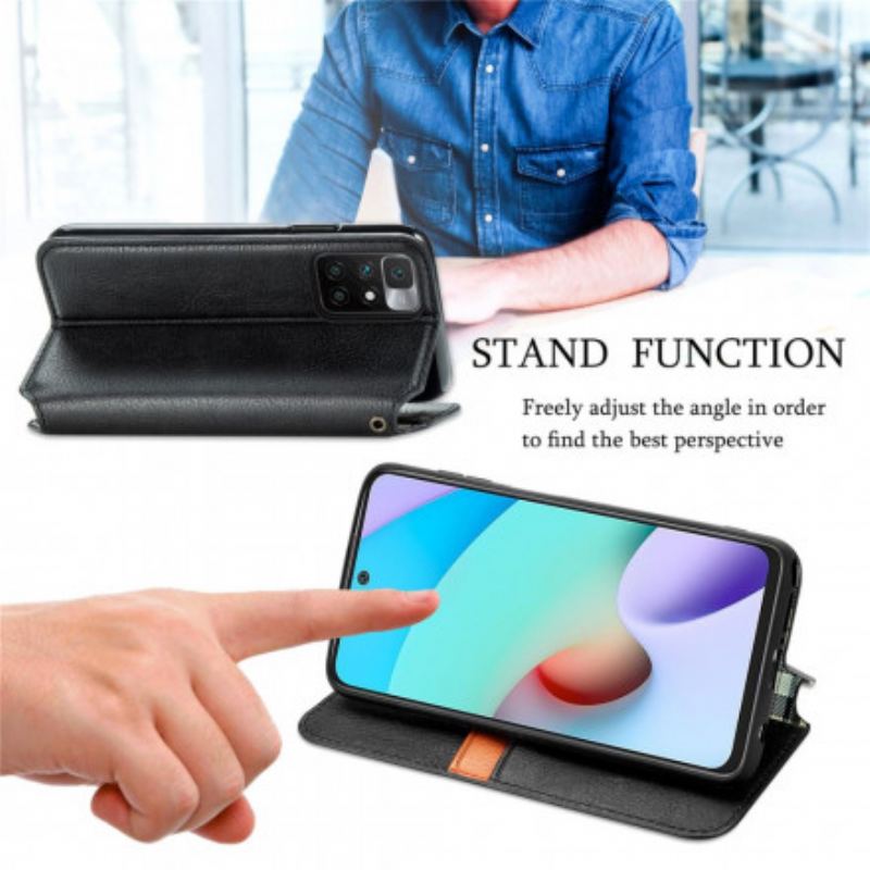 Flip Cover Xiaomi Redmi 10 Effet Cuir Texture Diamant