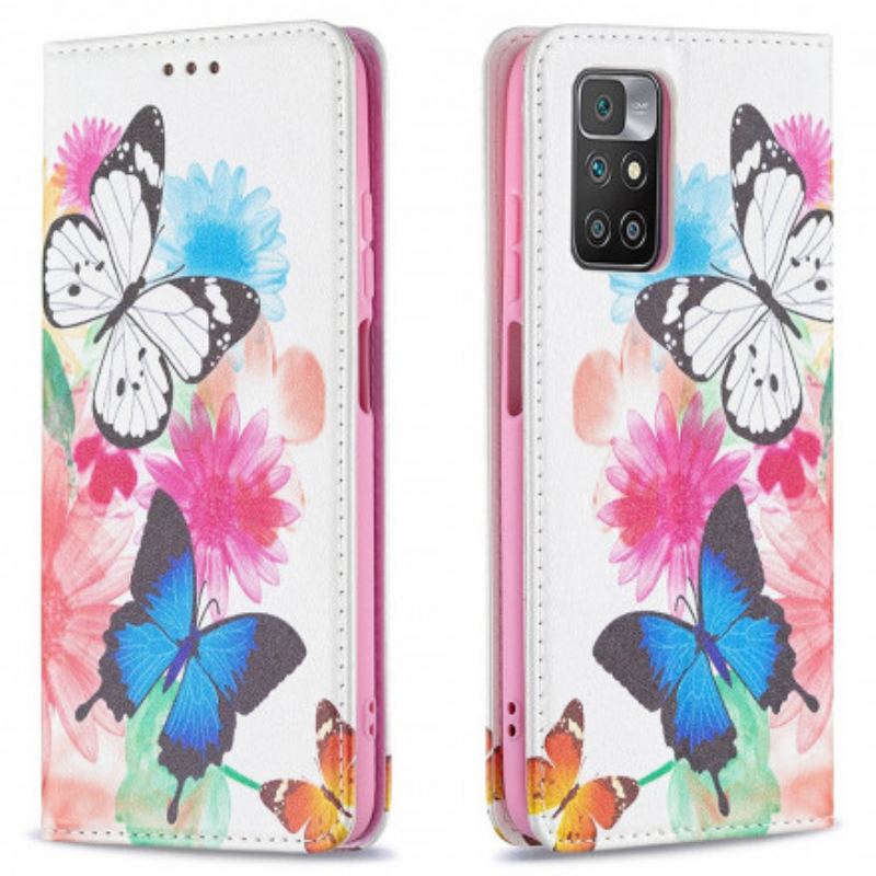 Flip Cover Xiaomi Redmi 10 Papillons Colorés