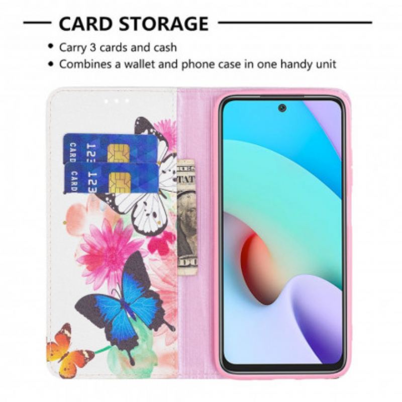 Flip Cover Xiaomi Redmi 10 Papillons Colorés