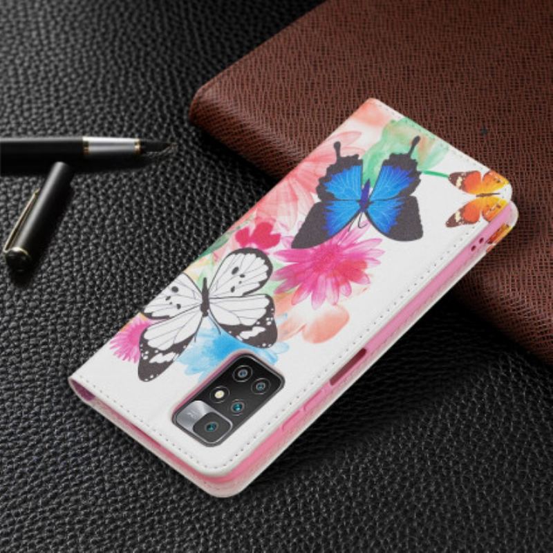Flip Cover Xiaomi Redmi 10 Papillons Colorés