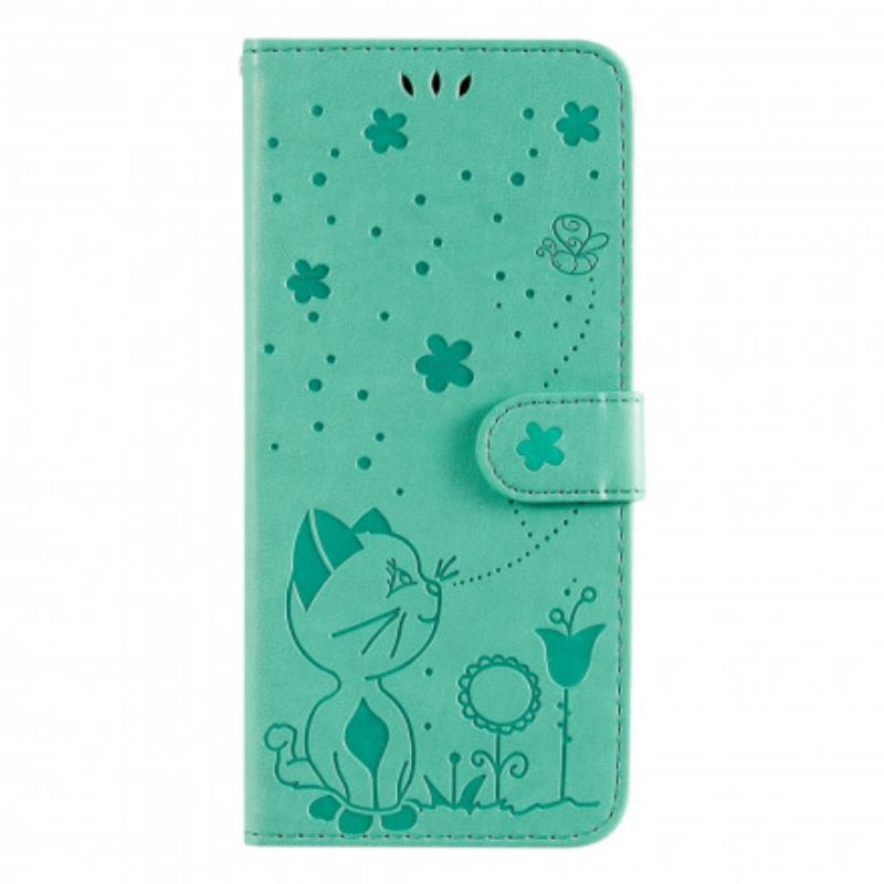 Housse Xiaomi Redmi 10 Chat et Abeille à Lanière