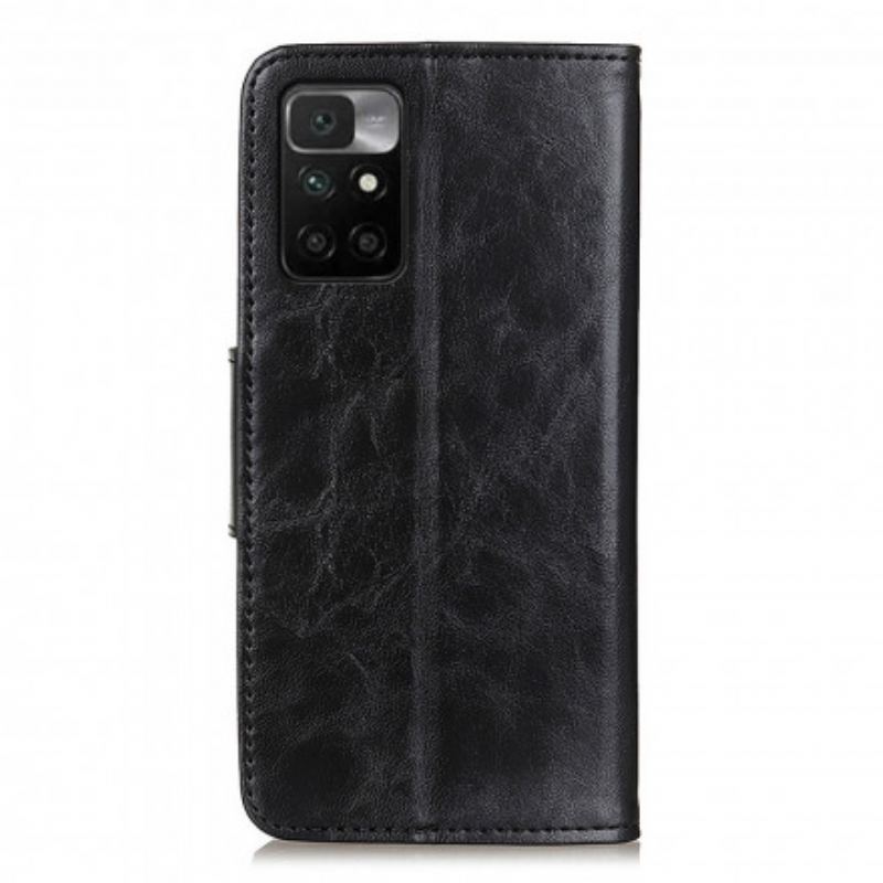 Housse Xiaomi Redmi 10 Cuir Fendu Fermoir Réversible