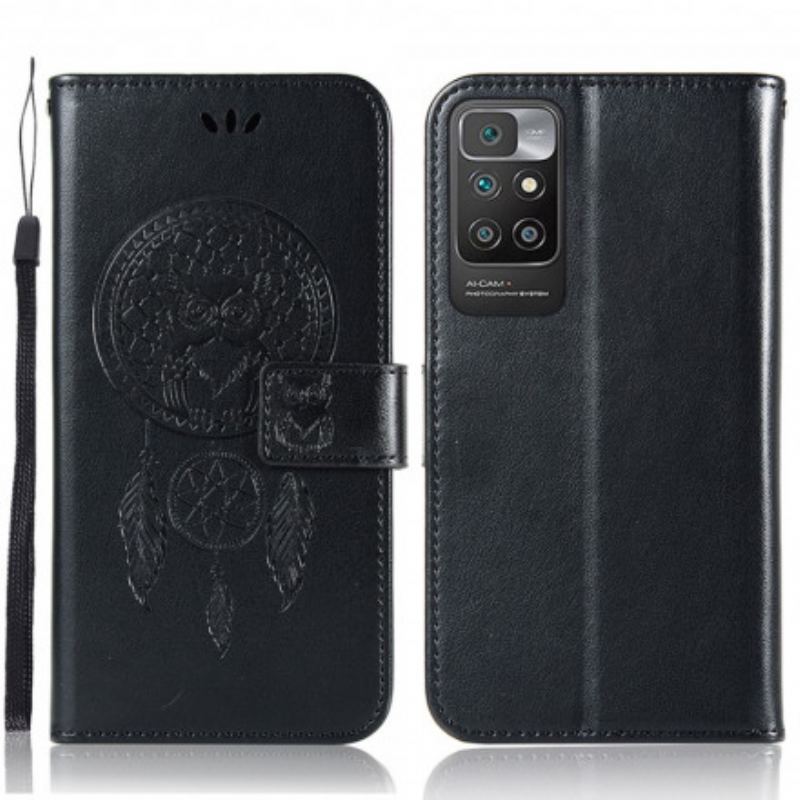 Housse Xiaomi Redmi 10 Effet Cuir Attrape Rêves Hibou