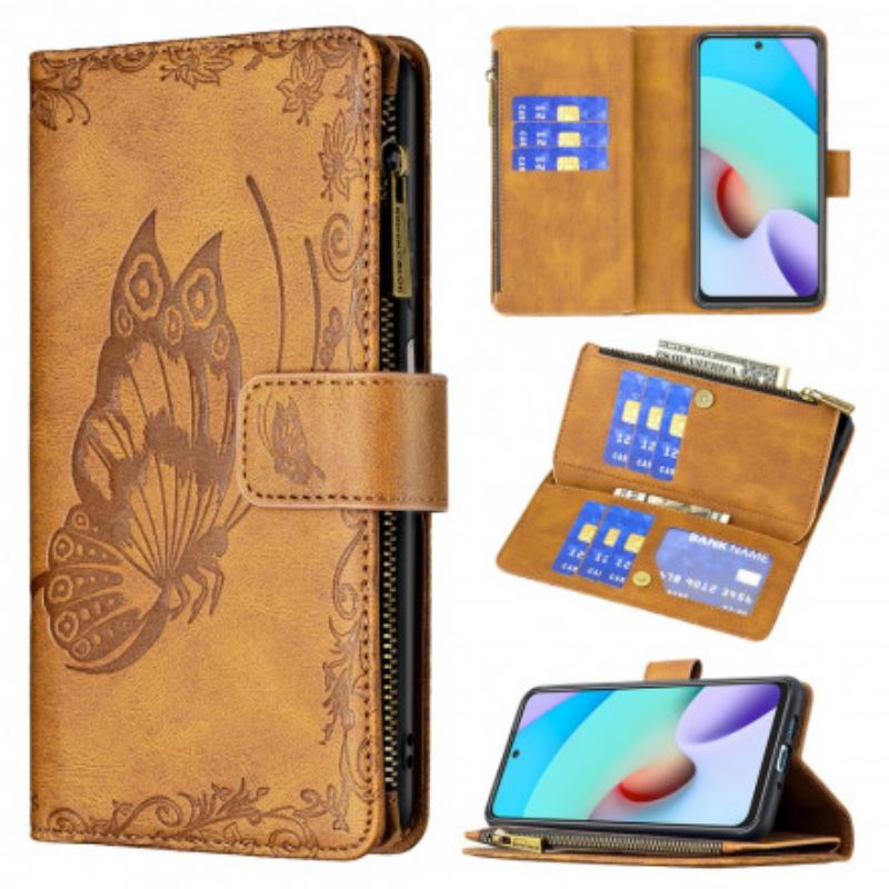Housse Xiaomi Redmi 10 Papillon Baroque Poche Zippée