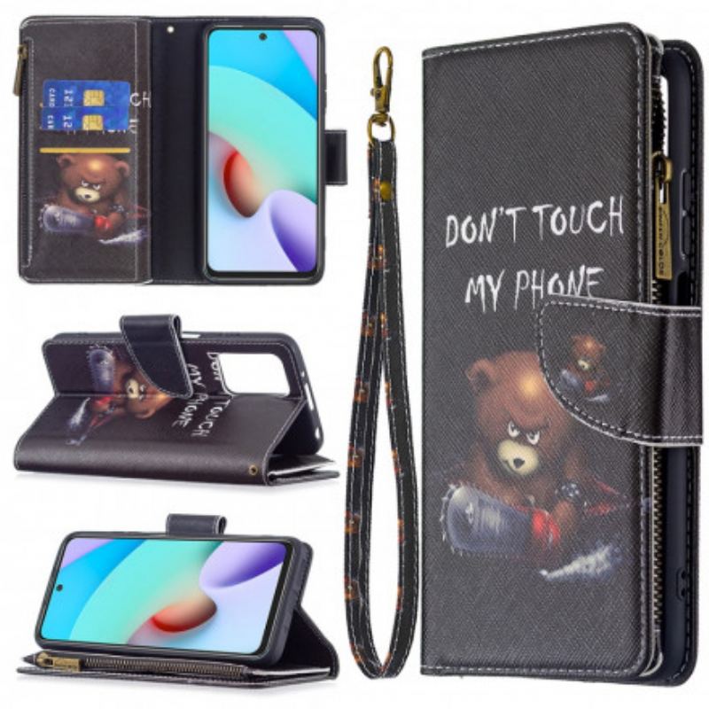 Housse Xiaomi Redmi 10 Poche Zippée Ours
