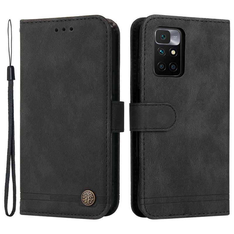 Housse Xiaomi Redmi 10 Simili Cuir Rivet et Lanière