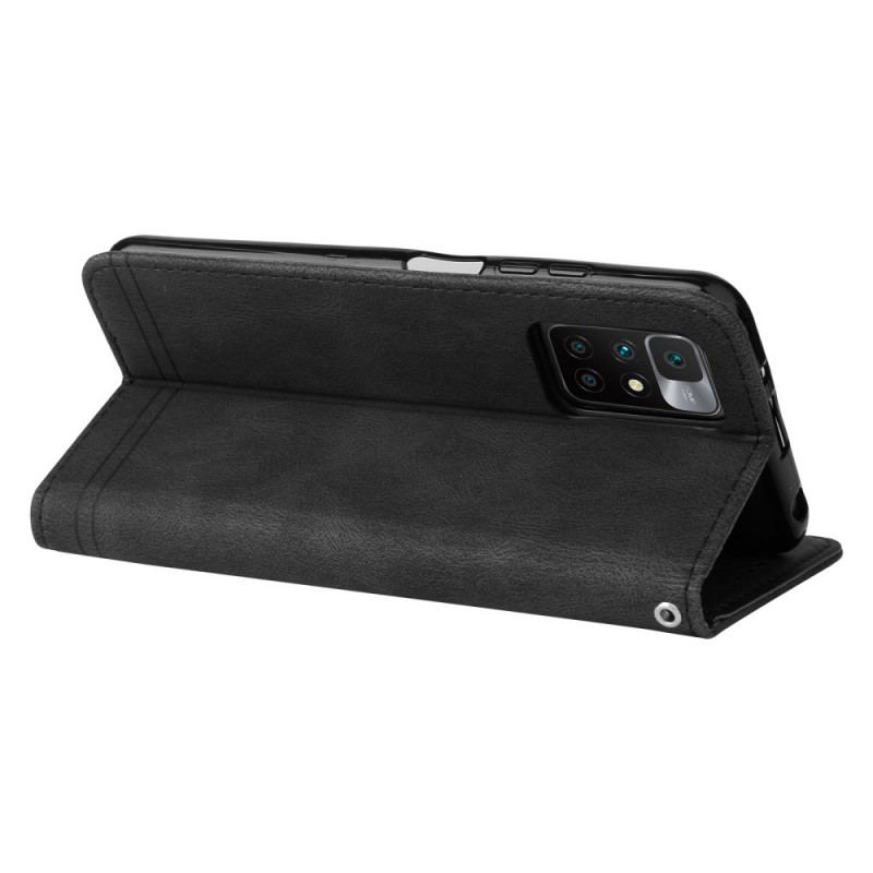 Housse Xiaomi Redmi 10 Simili Cuir Rivet et Lanière