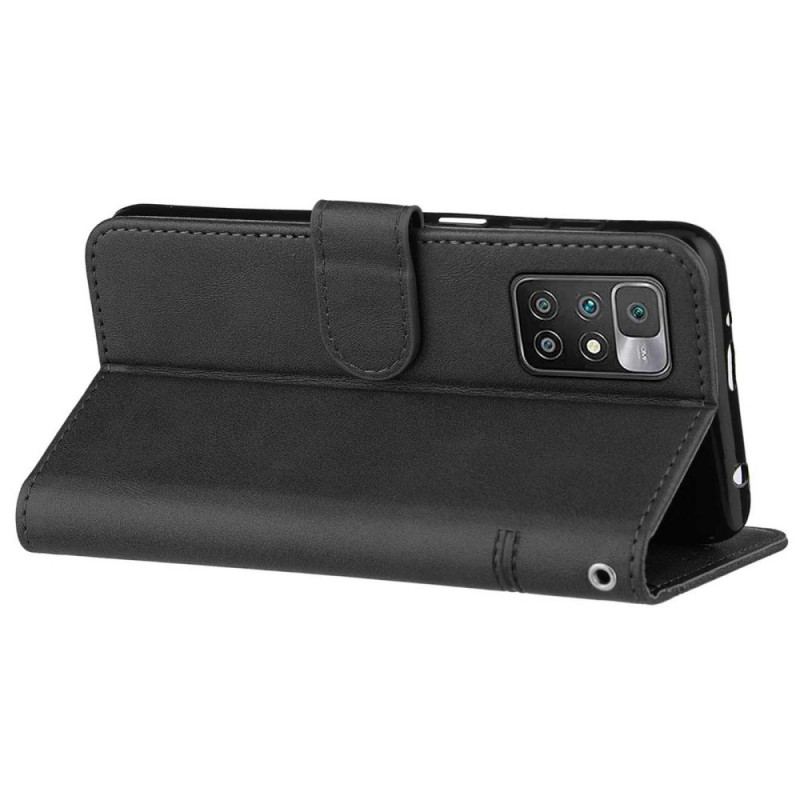 Housse Xiaomi Redmi 10 Style Cuir Géométrique à Lanière