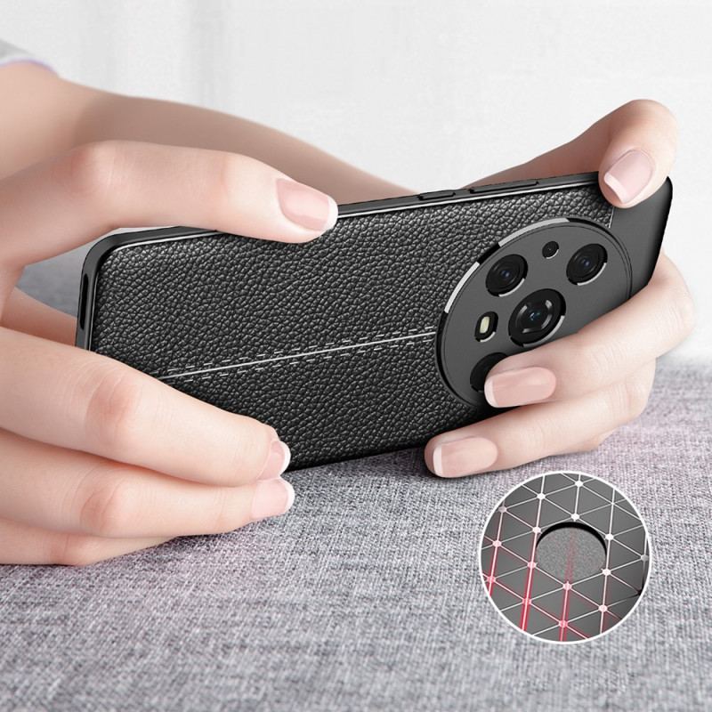 Coque Honor Magic 4 Pro Effet Cuir Litchi Double Line
