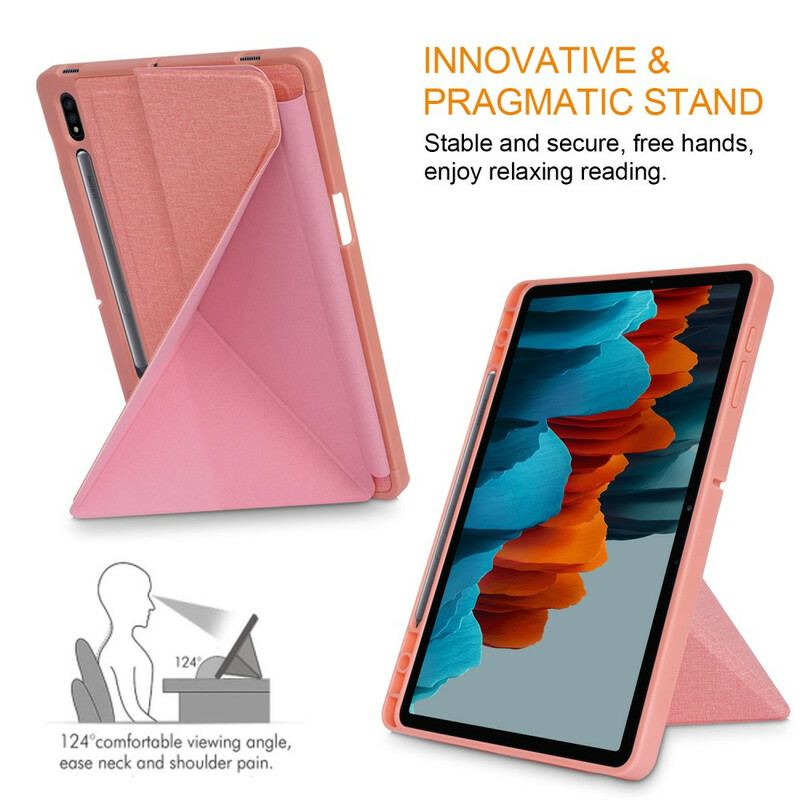 Smart Case Samsung Galaxy Tab S7 FE Texture Tissu Origami