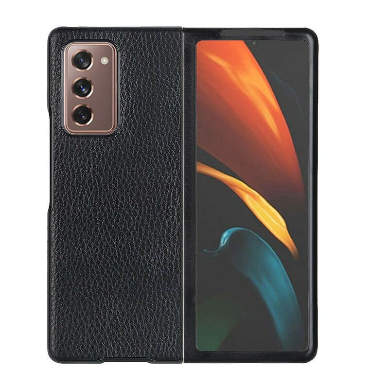 Coque Samsung Galaxy Z Fold2 Cuir Litchi Véritable Texturé