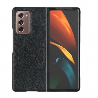 Coque Samsung Galaxy Z Fold2 Cuir Litchi Véritable Texturé