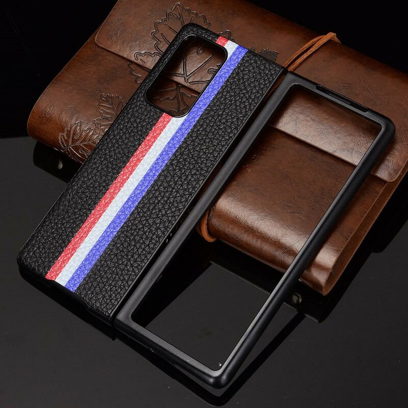 Coque Samsung Galaxy Z Fold2 Simili Cuir Litchi Tricolore